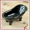 Black Glaze Decal Ceramic Bathtub Soap Dish